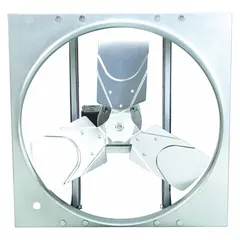 This direct-drive reversible panel fan is designed for industrial ventilation applications requiring both supply and exhaust airflow. It features a 24-inch blade driven by a 1/2 hp totally enclosed air-over motor, operating on 115/230V AC single-phase power. The fan is suitable for general air circulation, cooling, or fume removal in factories, warehouses, and workshops.