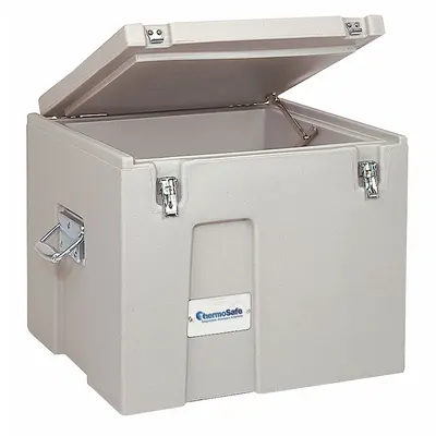 THERMOSAFE Insulated Plastic Shipping Container, 15 in x 14 in x 15 1/4 in, Gray - Insulated Plastic Shipping Containers