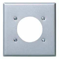 General purpose wall plate for covering 2-gang standard size electrical boxes. Made of aluminum for corrosion resistance. Suitable for indoor residential and commercial applications.