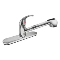 DOMINION FAUCETS Low Arc Pull Out Kitchen Faucet: Gold, Cast Brass, Single-Post, Deck, Chrome, Metal (MPN 77-2115)