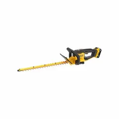 Battery-powered standard hedge trimmer with a 22-inch blade and 3/4-inch cutting width. Operates on the 20V MAX platform and includes a 5.0 Ah battery. Designed for trimming and shaping hedges, shrubs, and bushes in residential and commercial landscaping.