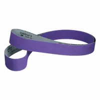 Ceramic abrasive belt with YF weight polyester backing, 60 grit, 4 in wide by 60 in long. Part of the 1184F series. Designed for grinding and deburring all metals, providing cool cutting action to reduce heat buildup on workpieces