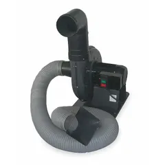 This portable welding fume exhauster captures and removes welding fumes and smoke from the work area. It delivers 1,100 cfm airflow through a 9 ft hose. Operates at 84 dB sound level and accepts 230/460V nominal input voltage. Suitable for use in industrial fabrication shops, manufacturing plants, and maintenance facilities.