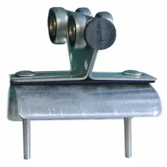 Galvanized steel trolley designed for use in festoon systems. Supports and guides flat cable along C-track. Steel wheels provide smooth movement. Compatible with manufacturer part number C32MC-70.