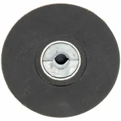 This 3 in diameter backing pad features a hard density and a 3/8"-24 internal thread, designed for use with TR quick-change discs. It provides firm support for grinding, blending, and finishing applications.