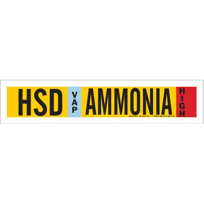 BRADY Ammonia Adhesive Pipe Marker HSD VAP High 2-1/2 to 7-7/8 in O.D. - Ammonia Adhesive Pipe Markers