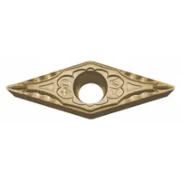 Diamond indexable turning insert for precision finishing of non-ferrous materials. Used on CNC lathes for machining aluminum, copper, and plastics. Manufacturer part number VBMT333VFCA025P
