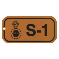 Type S-1 lockout tag made of polystyrene with English text. Features pre-punched holes for attachment. Used in lockout/tagout procedures to identify equipment under maintenance and prevent accidental operation
