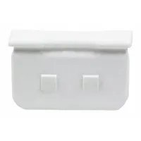 OEM replacement end cap for refrigerator and freezer shelves or rails. Covers and protects the end of a shelf or rail to maintain alignment and prevent items from sliding off