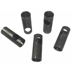 Set of five reducing bushings with 1/2 in outside diameter and 1 in overall length. Used to adapt a smaller pipe or fitting to a larger connection in plumbing, pneumatic, and hydraulic systems.