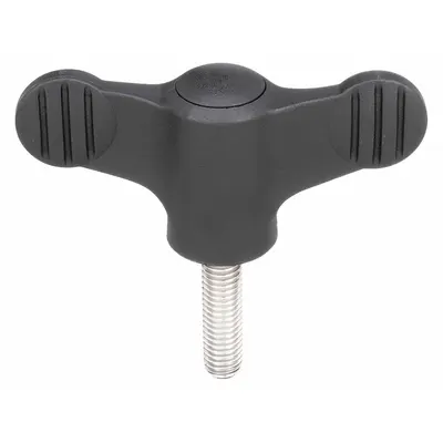 KIPP Wing Knob with Threaded Stud, Plastic/Steel, M8 x 30 mm, 50 mm Dia - Wing Knobs with Threaded Stud