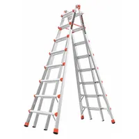 Aluminum staircase multifunction ladder with 300 lb load capacity and 71 lb weight. Provides two configurations for access tasks in industrial settings, such as maintenance, electrical, and HVAC work