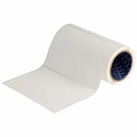 White matte-finish precut label roll for use with J4000 series printers. Label height 5 1/4 in, width 8 in, roll length 5 1/4 in. Suitable for marking pipes, valves, and equipment in cryogenic environments