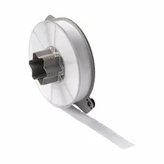 Polyester flag label, black on white, for wire diameters from 0.13 in to 0.5 in. Compatible with A5500 printer series, requires SSR6006 ribbon. Used for wire and cable identification in industrial settings.