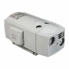 Oilless rotary vane vacuum pump with 12 cu m/hr free air displacement. Operates on 3-phase power. Suitable for industrial material handling, packaging, and automation tasks requiring a clean, oil-free vacuum source.