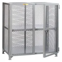 This industrial ventilated shelf cabinet from LITTLE GIANT features a gray finish, legs base, and one adjustable shelf. The ventilated body panels allow airflow, making it suitable for storage of tools, parts, and equipment in warehouses, factories, and maintenance facilities. The frame is assembled, and the cabinet is identified by manufacturer part number SC-A-3060-NC