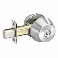 This occupancy-indicating cylindrical deadbolt is designed for commercial doors up to 1 3/8 inches thick. It features a small format interchangeable core (SFIC) with a Para keyway and includes the core. The satin chromium-plated finish provides a corrosion-resistant surface. ADA compliant for accessibility.