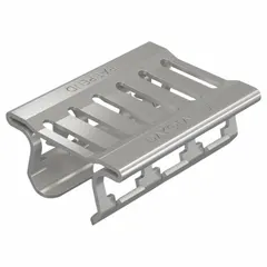 Spring steel Smart-Receiver for 7/8 in x 13/16 in strut channel. Gray SST finish with corrosion protection. Used to secure threaded rod or pipe to strut channel in electrical, mechanical, and plumbing installations.