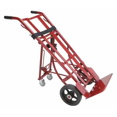 Dayton General Purpose Hand Truck: 1,000 lb, Dual-Handle Handle, Red, Steel - Ergonomic Tilt-Back Hand Trucks