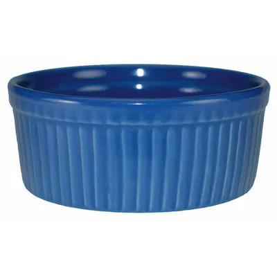 ITI Fluted Ramekin: 6 oz Capacity, Vitrified Stoneware, Blue, Microwaveable - Ramekins