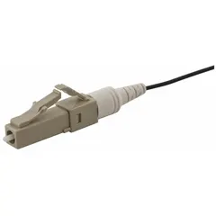 LC simplex fiber optic connector for terminating 62.5/125 µm OM1 multimode fiber. Beige housing, suitable for premises wiring, data centers, and telecommunications networks. Pack of 12.