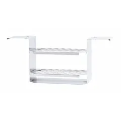 This stainless steel test tube rack securely holds up to 37 tubes for sample organization, incubation, and transport in laboratory environments. The corrosion-resistant construction supports repeated use in research, clinical, and industrial settings.