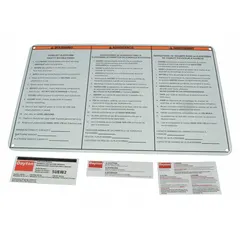 This identification label kit is a replacement part for forklifts. It includes labels for identifying components, safety information, or operational instructions. Compatible with part number 5UEW2.