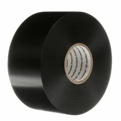 Vinyl electrical tape with rubber adhesive for indoor/outdoor corrosion protection and electrical insulation. Each roll is 1 inch wide by 33 3/8 yards long, 10 mil thick, in black. Suitable for splicing, harnessing, and moisture sealing on cables and conductors.