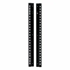 This steel wall-mount rail set is designed for Tip Out Bins, providing organized storage for small parts and tools in workshops, garages, and industrial areas. The black finish resists corrosion. Includes 2 rails with overall width of 2-1/4 inches. Compatible with model 3030-4-BIN-2.