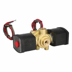This 4-way/2-position configurable solenoid valve from REDHAT features a 1/4 in pipe size and operates on 120V AC. It is designed for explosion-proof and watertight applications, with a high-flow capacity and watertight coil enclosure. Typical uses include directing flow in pneumatic or hydraulic systems for actuating double-acting cylinders or industrial process valves.