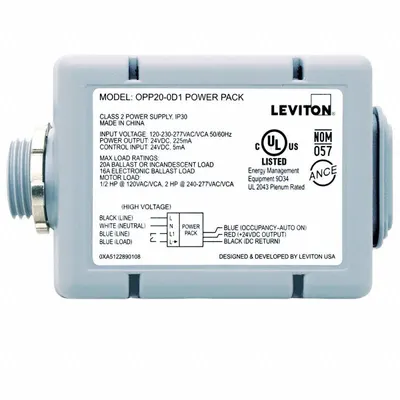 LEVITON Power Pack: OPP20, LED, Hard Wired, 120/208/220/230/240/277V AC, 24V DC - Power & Relay Control Units