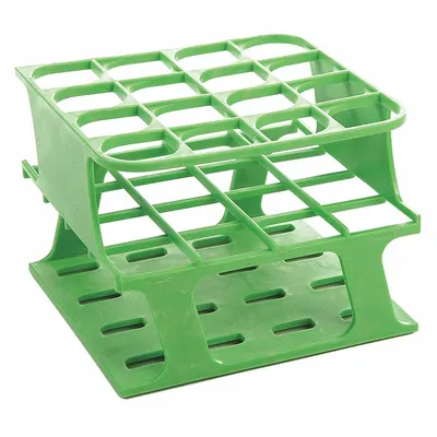 HEATHROW SCIENTIFIC POM Test Tube Rack, Green, 16 Wells, HS27504C - Lab Storage Racks