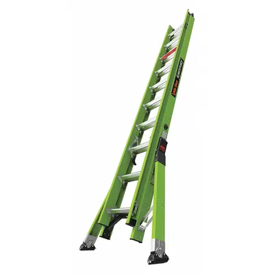 LITTLE GIANT 20 ft Fiberglass Extension Ladder with Outriggers, 375 lb Capacity - Ultra-Stable Non-Conductive Fiberglass Extension Ladders