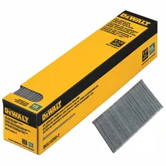 These 2-1/2 inch long, flat, smooth steel finish nails are glue collated in strips of 2,500. Featuring a chisel point, they are suited for trim, molding, cabinetry, and other woodworking applications requiring a clean, flush finish.