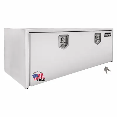 BUYERS PRODUCTS Single Drop-Down Door Box, White, 24 in Depth, Keyed Lock - Single Drop-Down Door Boxes