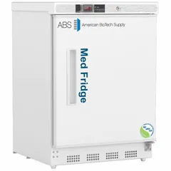 This undercounter pharmacy refrigerator provides a temperature range of 1°C to 10°C for storing vaccines, medications, and other temperature-sensitive supplies. It features a white finish, a right-opening swing solid door, and a temperature alarm. Uses R-600a refrigerant. Suitable for pharmacies, clinics, hospitals, and laboratories.