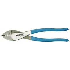 This manual pliers-style crimper is used to attach wire connectors and terminals to electrical cables. It has an overall length of 9 1/2 inches and accommodates wire sizes from 10 AWG to 22 AWG. The insulated handles provide user safety during crimping operations.