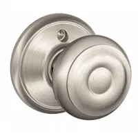 This SCHLAGE dummy knob lockset features a Georgian style in a nickel finish. It is non-latching and non-turning, designed for use on the inactive leaf of a double door or as a decorative pull