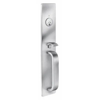 PRECISION Mechanical Exit Device Trim: Stainless Steel, Thumbpiece Pull, Silver - Trim, Handles & Pulls for Exit Push Bars