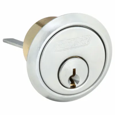 SCHLAGE 20-022C 626 Rim Cylinder, Chrome, Schlage C Keyway, 6-Pin - Standard Cylinders