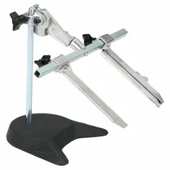 This multi-angle precision vise features smooth jaws with a 10-inch face width and a 12-inch maximum jaw opening. It is suited for light-duty workholding tasks such as circuit board assembly, soldering, and inspection, where secure clamping without marring is required.