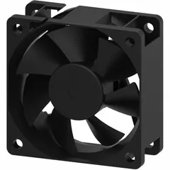Standard square axial fan with plastic housing and polybutylene terephthalate blade. Operates on 12V DC power via lead wires. Measures 2 3/8 inches in height and 1 inch in depth. Suitable for cooling and ventilation in electronic enclosures, control panels, and small equipment.