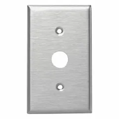 General-purpose wall plate for single-gang electrical boxes. Constructed of stainless steel with a silver finish. Covers and protects switches or outlets in standard residential and commercial installations.