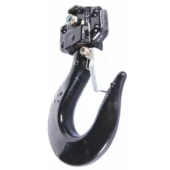 This bottom hook assembly is a replacement component for manual chain hoists. It includes a safety latch for secure load engagement. Compatible with Dayton series hoists, it supports a load capacity of 2,000 lb.