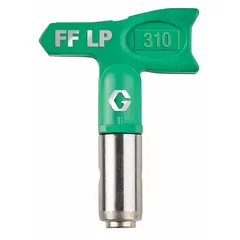 Airless spray gun tip with 0.01 in orifice size, color-coded green. Includes guard combination. Compatible with RAC X series and model 246215. Used for applying coatings to metal, wood, and concrete surfaces in finishing and maintenance tasks.