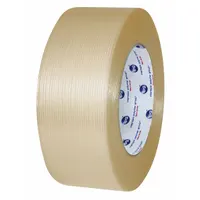This heavy-duty strapping tape is designed for bundling and securing loads in industrial packaging applications. The 9.5 mil thick tape provides holding strength for carton sealing, pallet unitizing, and reinforcing packages during shipping and storage. Each roll measures 1 inch wide by 180 feet long in cream color