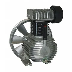 Splash-lubricated single-stage air compressor pump. Delivers 1.3/1.85 cfm at 145 psi with 0.75 hp. Used to restore performance in compatible ROLAIR compressors for powering pneumatic tools and equipment in workshops and light industrial settings.