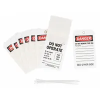 Polyester tag with 'Danger Do Not Operate' message. Includes a write-on surface for department, name, and remarks. Used in lockout/tagout procedures to warn against equipment operation during maintenance