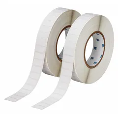 This precut label roll measures 1 13/64 inches by 1/2 inch and is made of white matte polyimide. It is designed for use with THT-series printers. Polyimide labels withstand high temperatures and harsh environments, making them suitable for industrial identification of equipment, components, and assets.