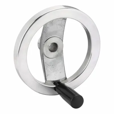 OEM Spoked Hand Wheel with Folding Handle, 6 in Dia, 5/8 in Bore, Aluminum - Spoked Hand Wheels with Folding Handle